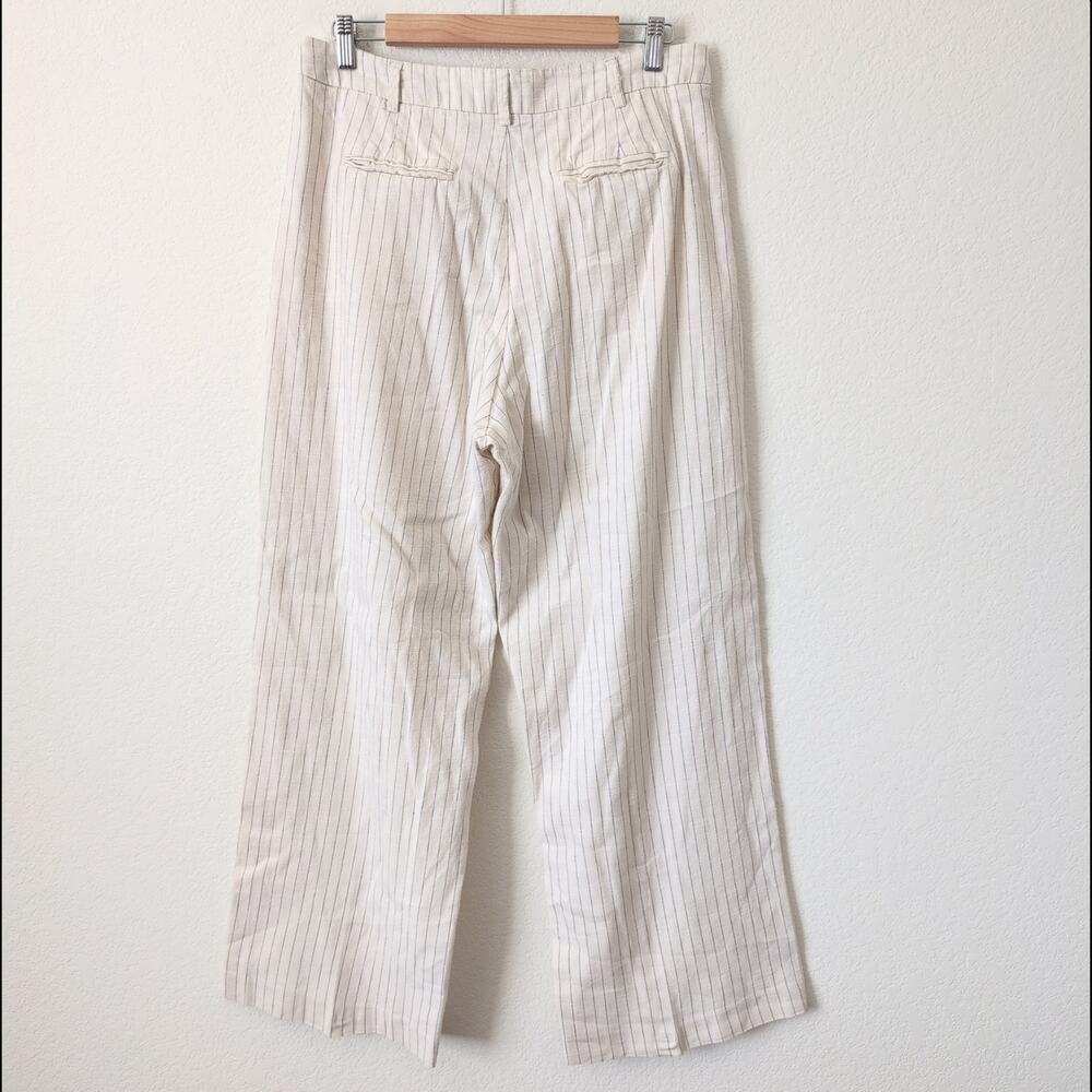 RAILS Marnie Pant Ivory Pinstripe Wide Leg Linen Women's 12 Chic Everyday $228 - Picture 6 of 11